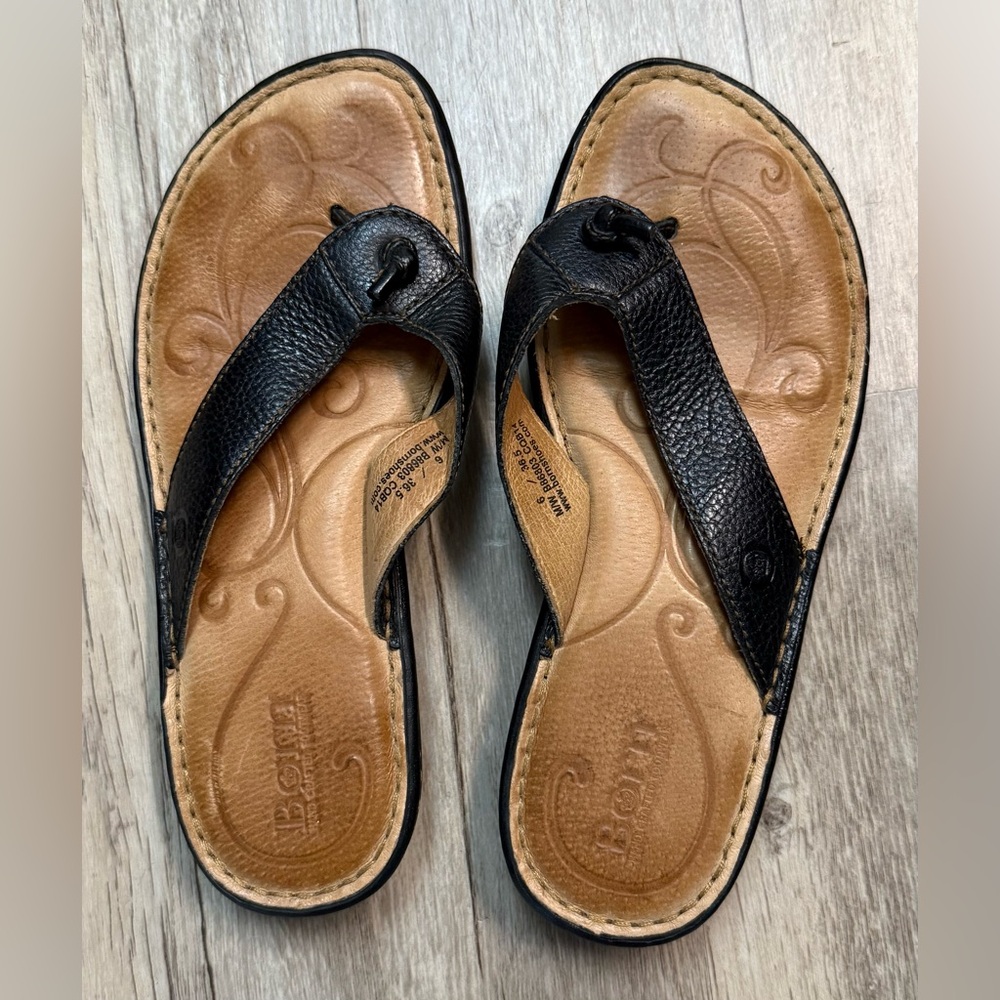 Born Women’s Black Leather Thong Sandals